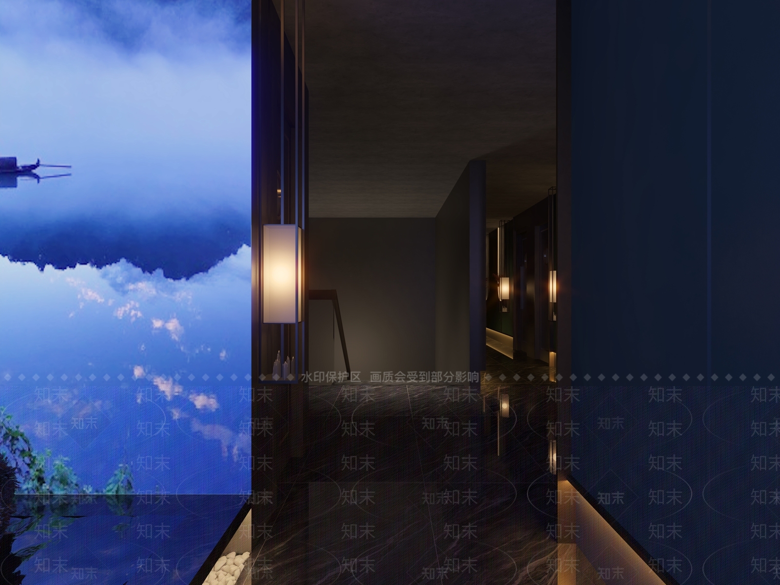 新中式洗浴中心过道3D模型下载【ID:1132543575】
