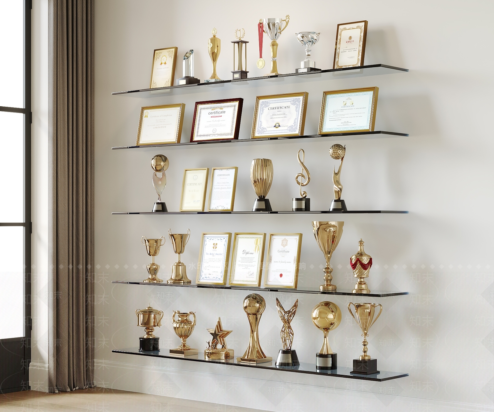 奖杯奖状3D模型下载【ID:1132543912】