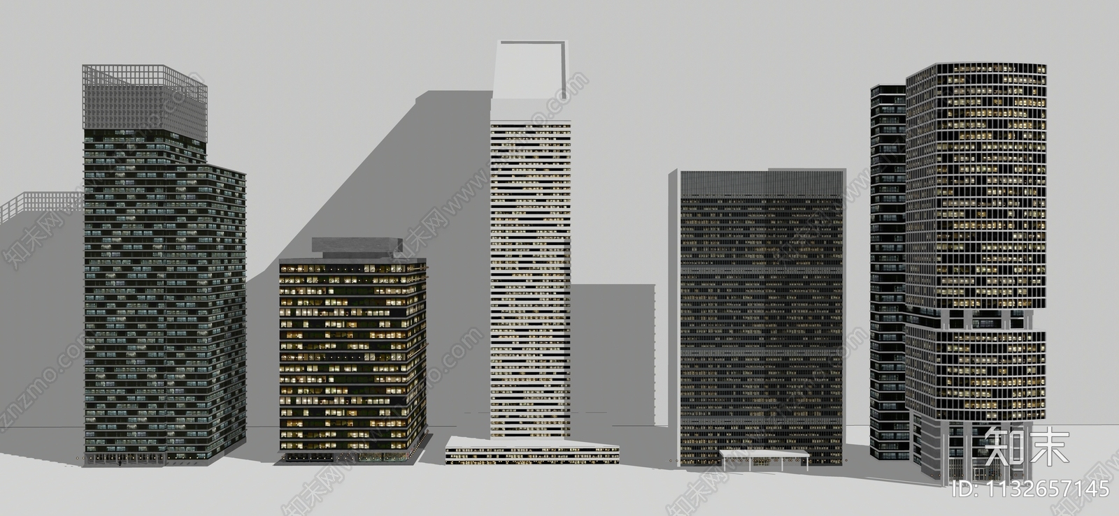 现代城市建筑简模规划SU模型下载【ID:1132657145】