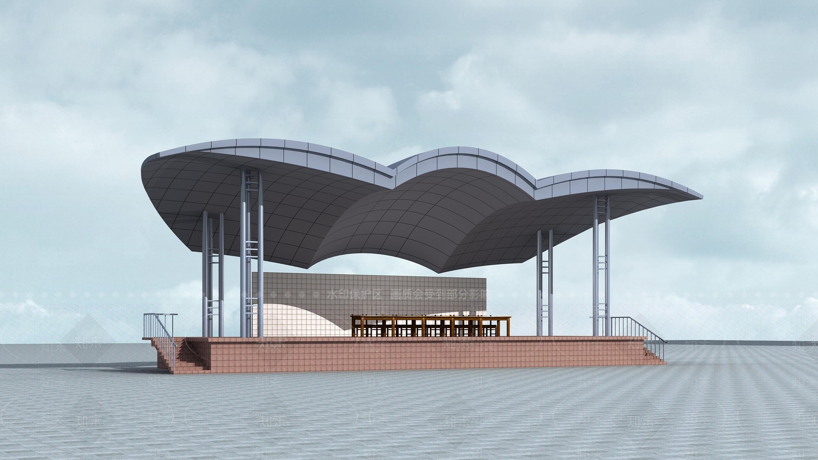 现代体育场看台3D模型下载【ID:1132544178】