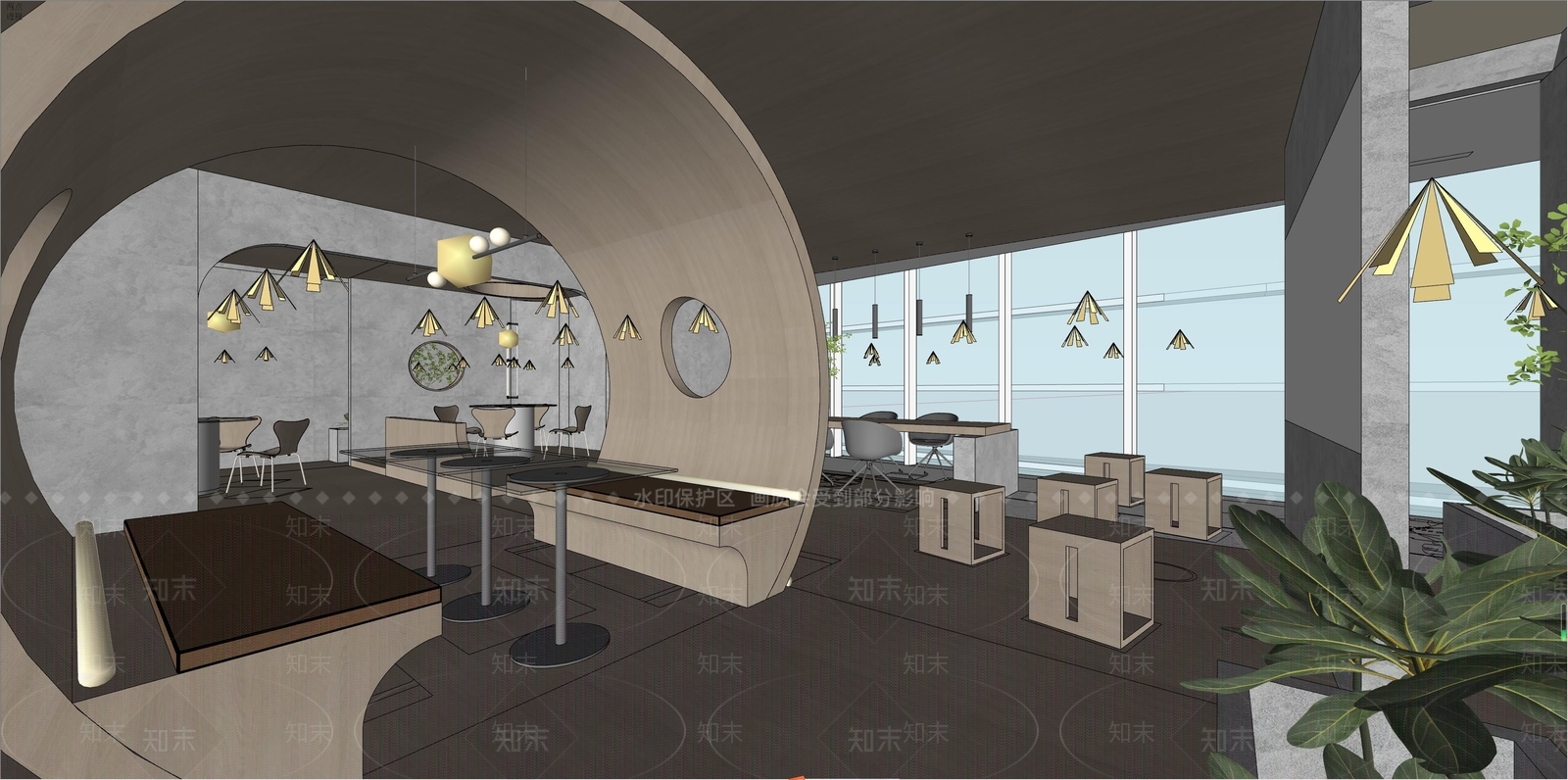 现代茶水间SU模型下载【ID:1132545092】