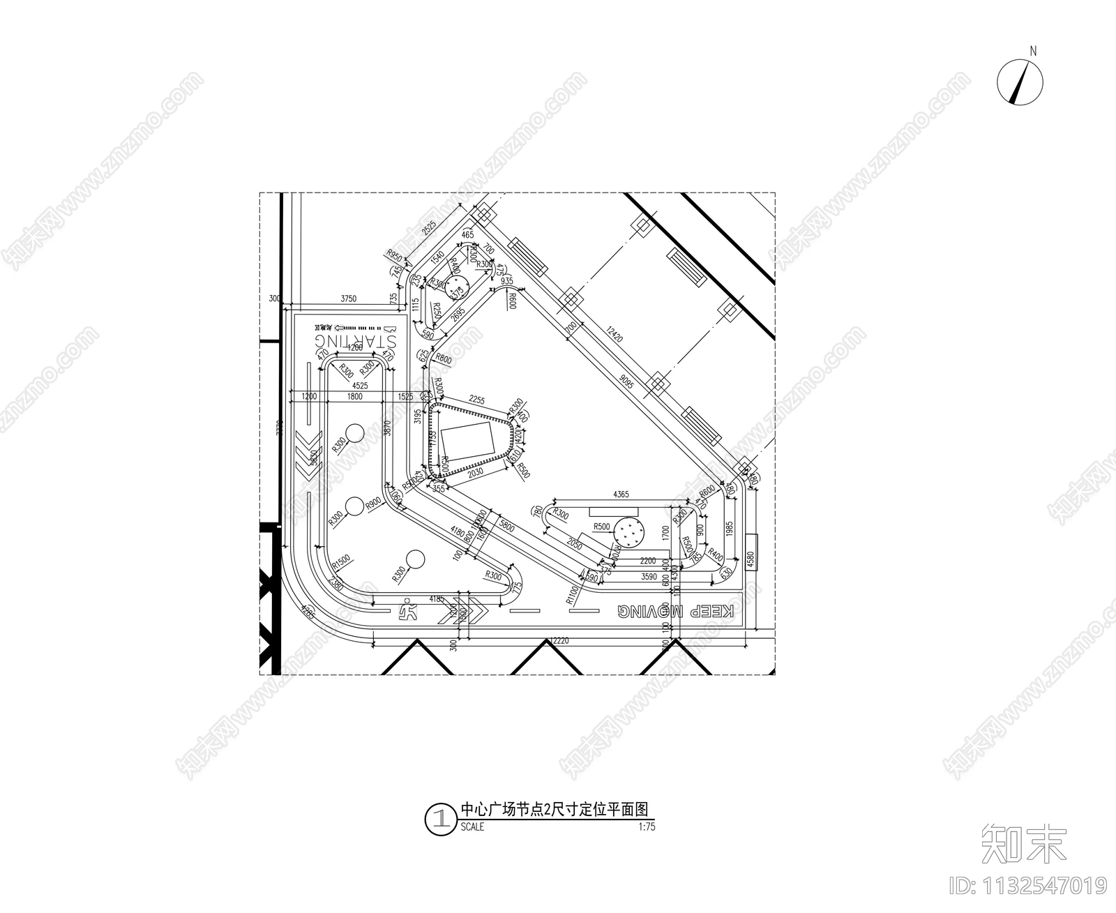 儿童活动中心广场景观平面图cad施工图下载【ID:1132547019】