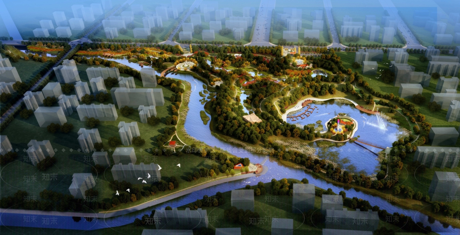 现代公园鸟瞰3D模型下载【ID:1132555838】