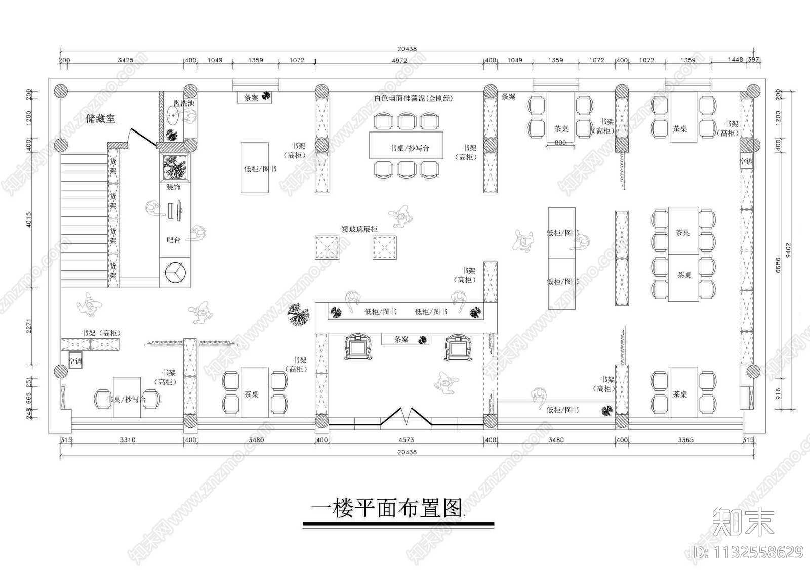 图书馆室内平面图施工图下载【ID:1132558629】