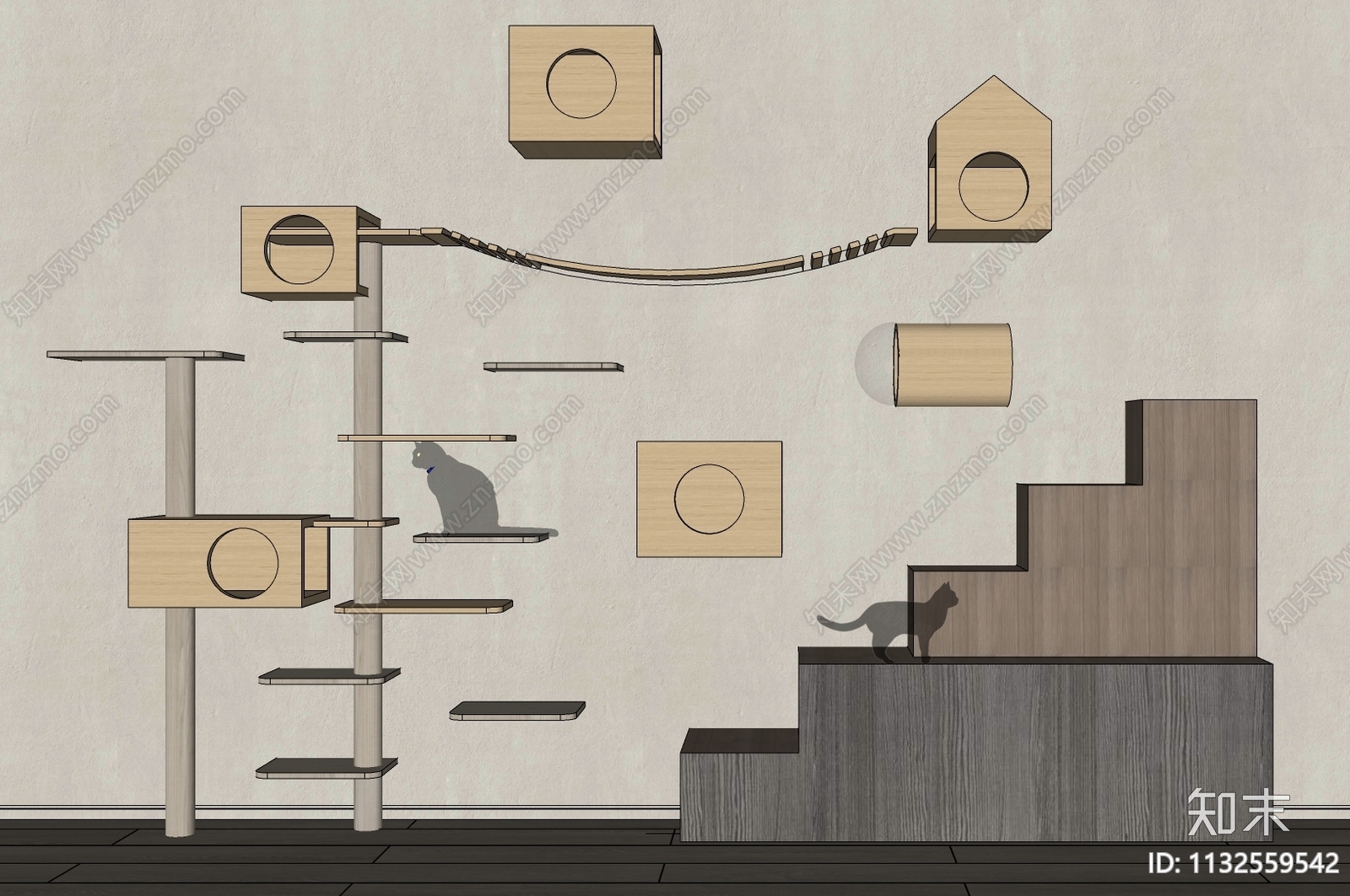 现代猫爬架SU模型下载【ID:1132559542】