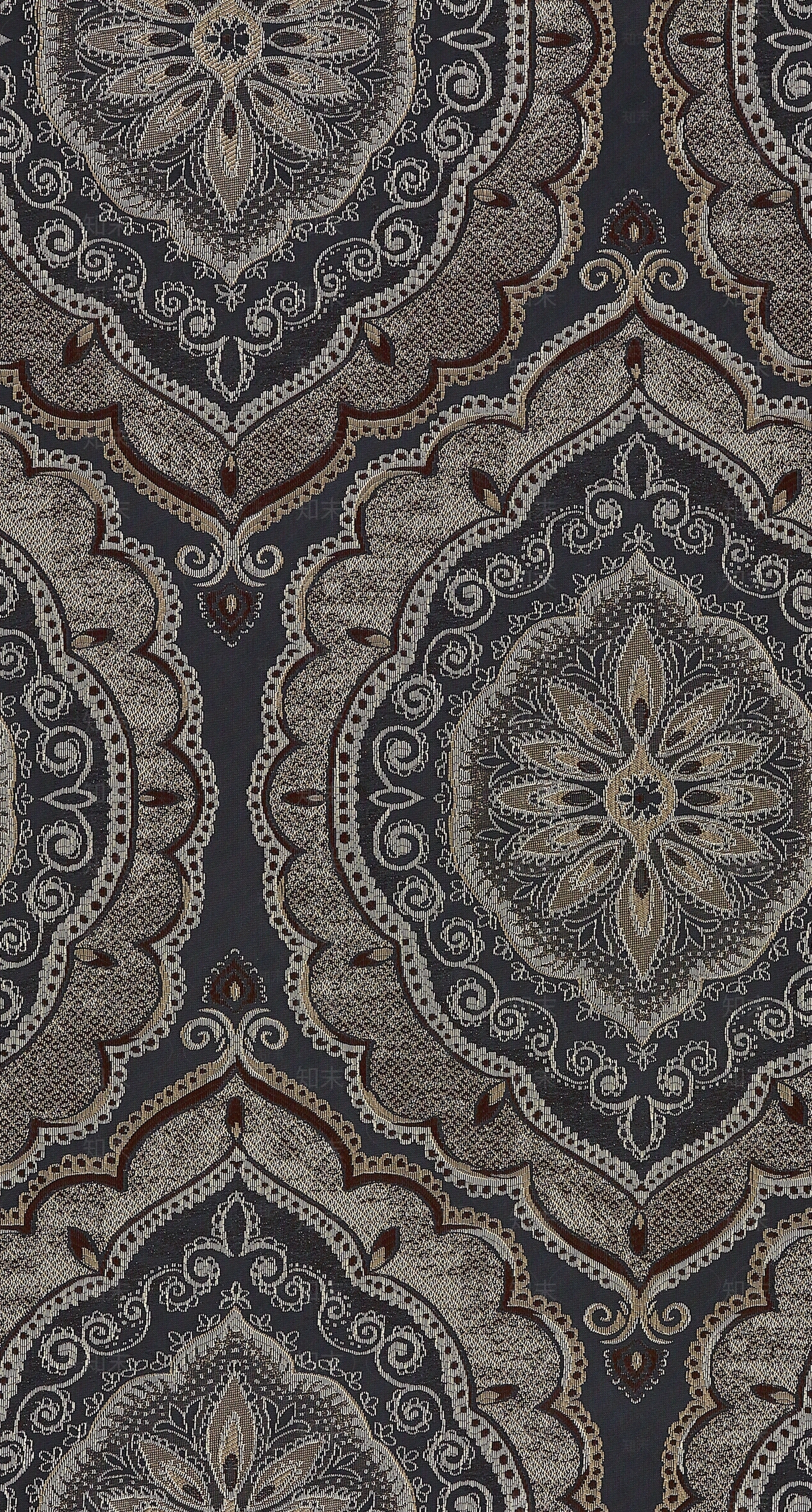 雅琪诺深色宗教感艺术花纹壁纸贴图下载【ID:1132567086】