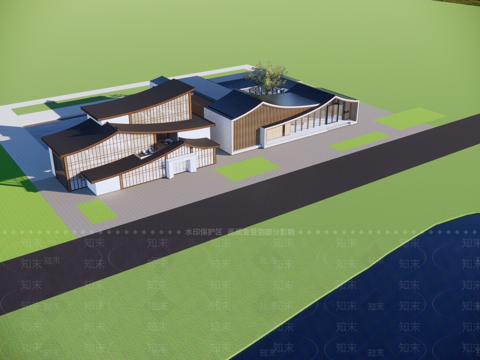 新中式文教建筑SU模型下载【ID:1132570898】