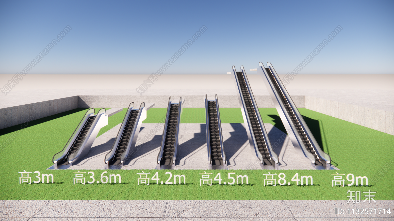 现代自动扶梯SU模型下载【ID:1132571714】