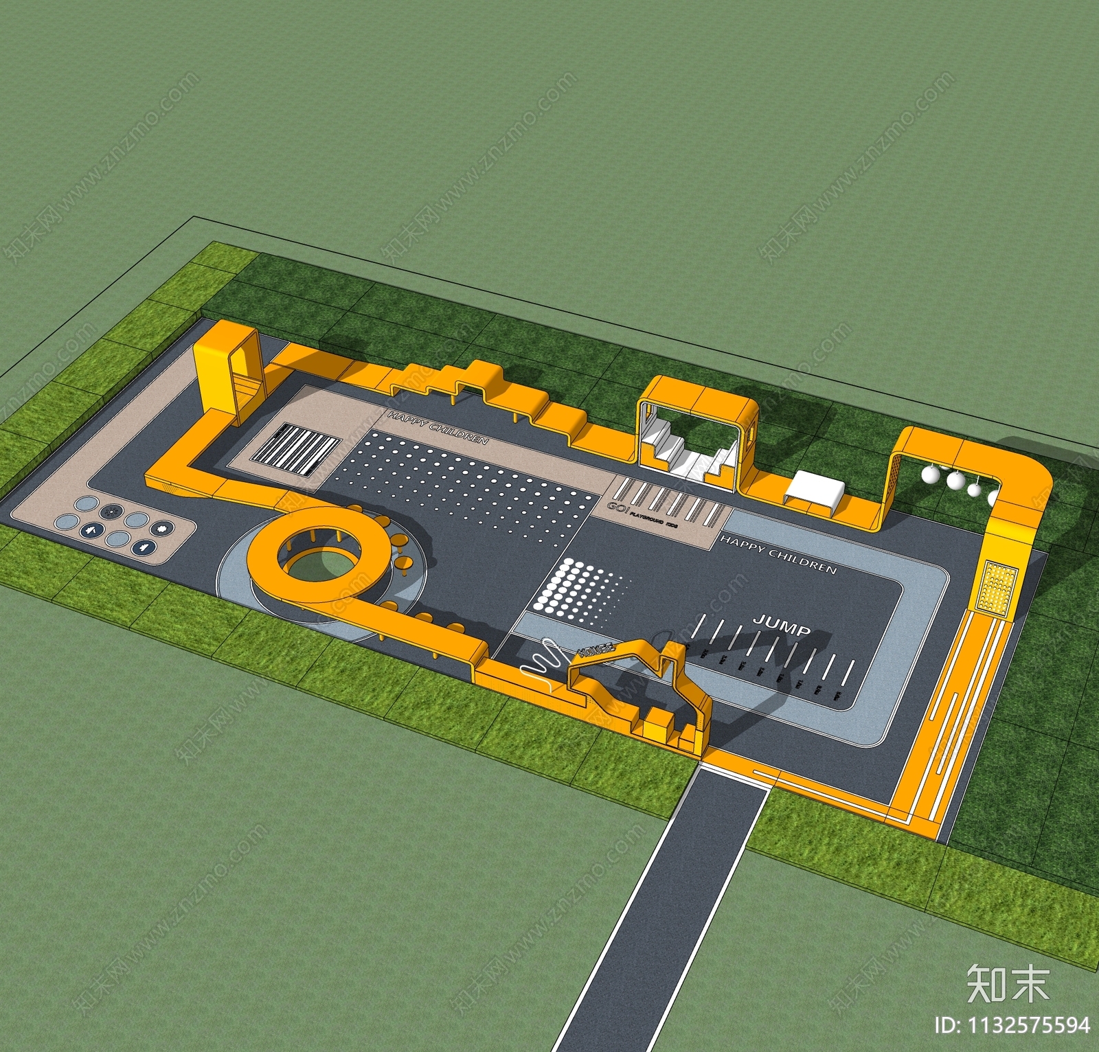 现代儿童游乐区SU模型下载【ID:1132575594】