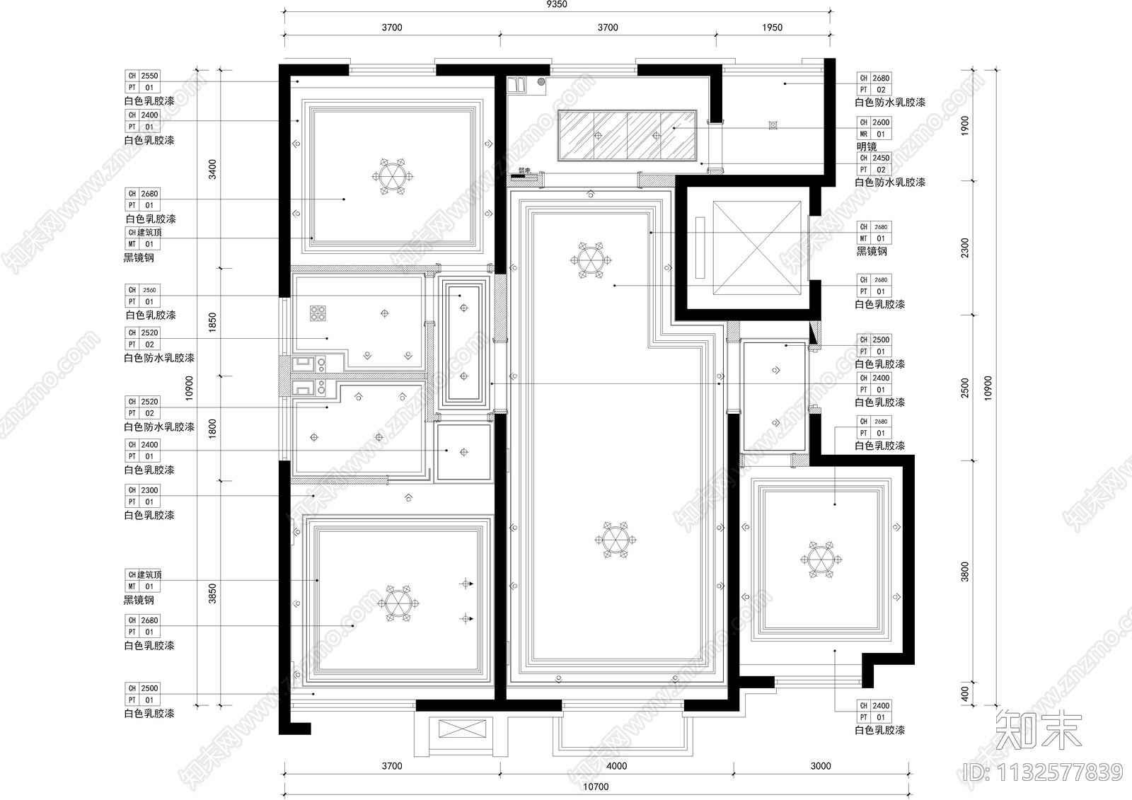 120平米户型样板房施工图下载【ID:1132577839】