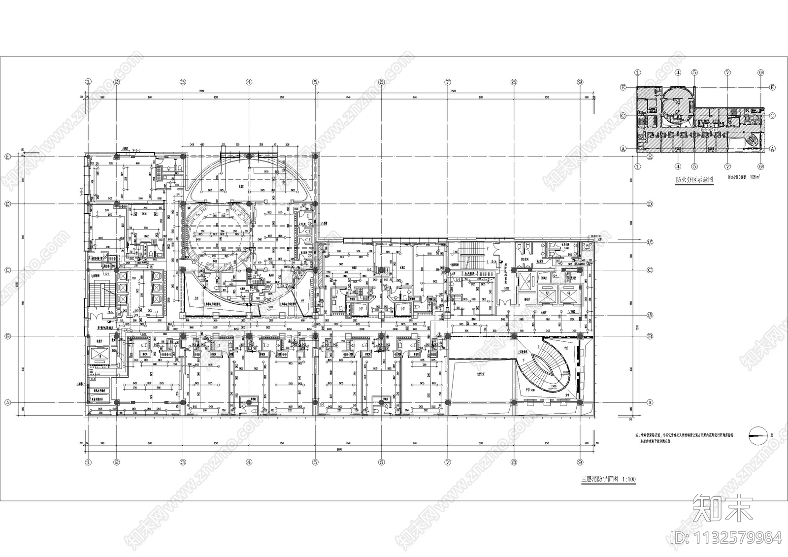 餐厅商业空间消防cad施工图下载【ID:1132579984】