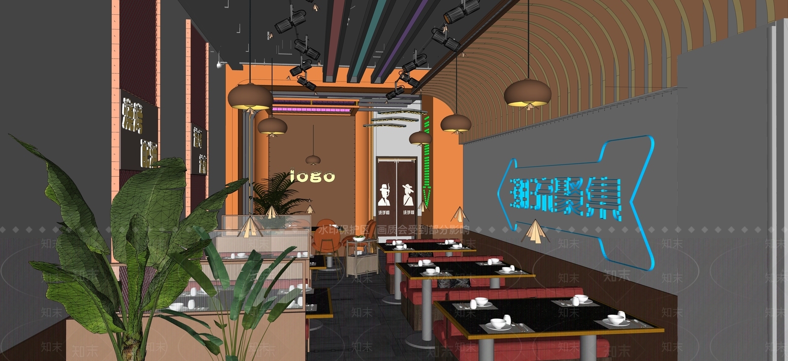 工业风格烧烤店SU模型下载【ID:1132583477】