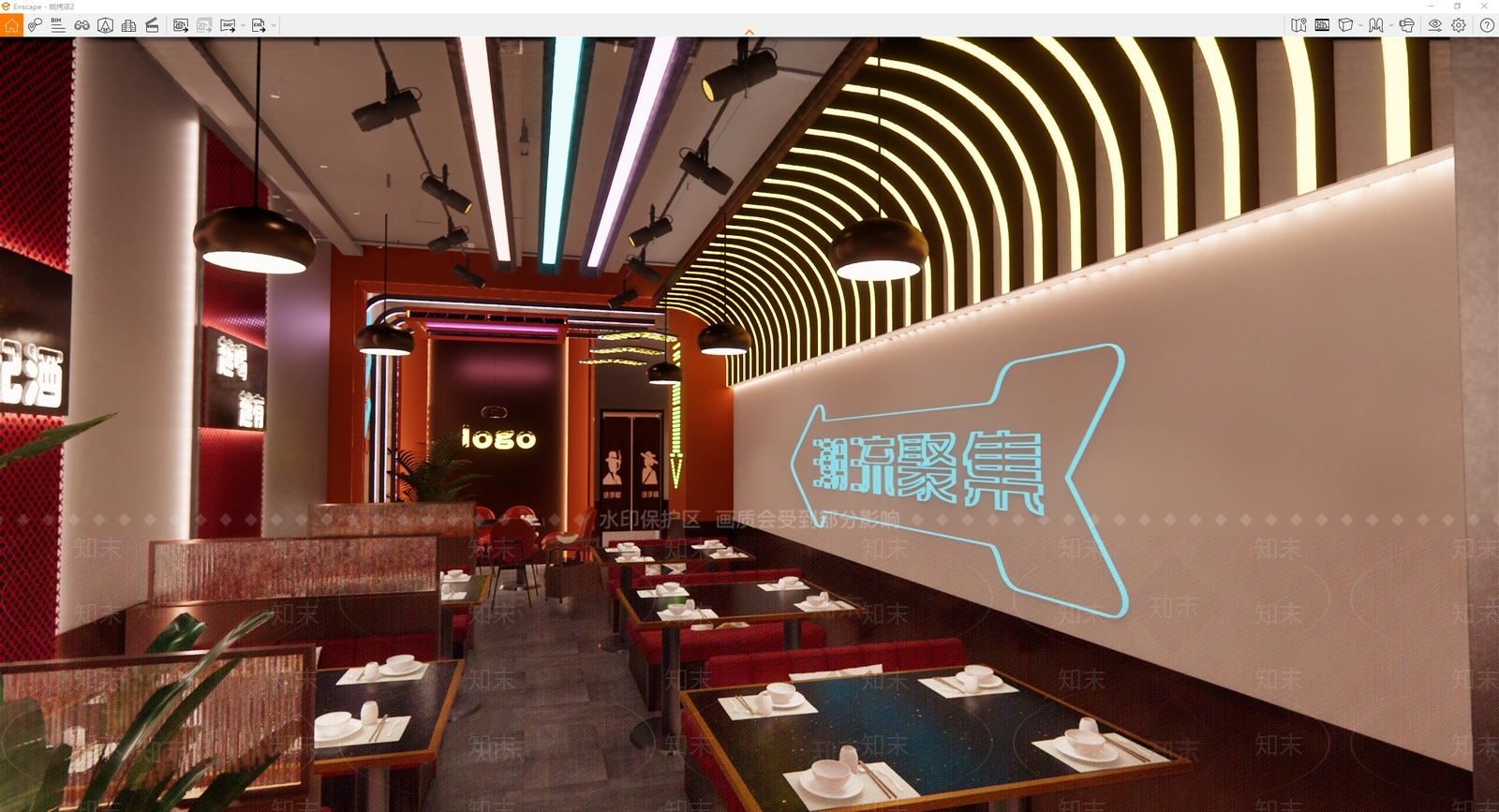 工业风格烧烤店SU模型下载【ID:1132583477】