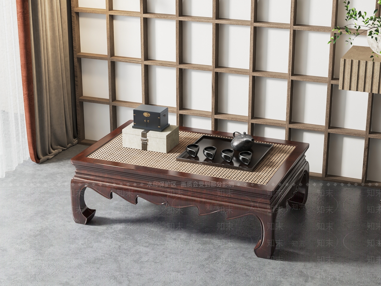 新中式榻榻米茶几3D模型下载【ID:1132583960】