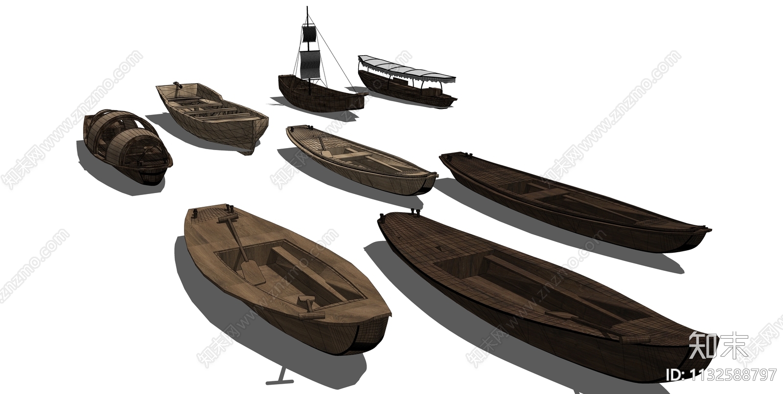 乌篷船SU模型下载【ID:1132588797】