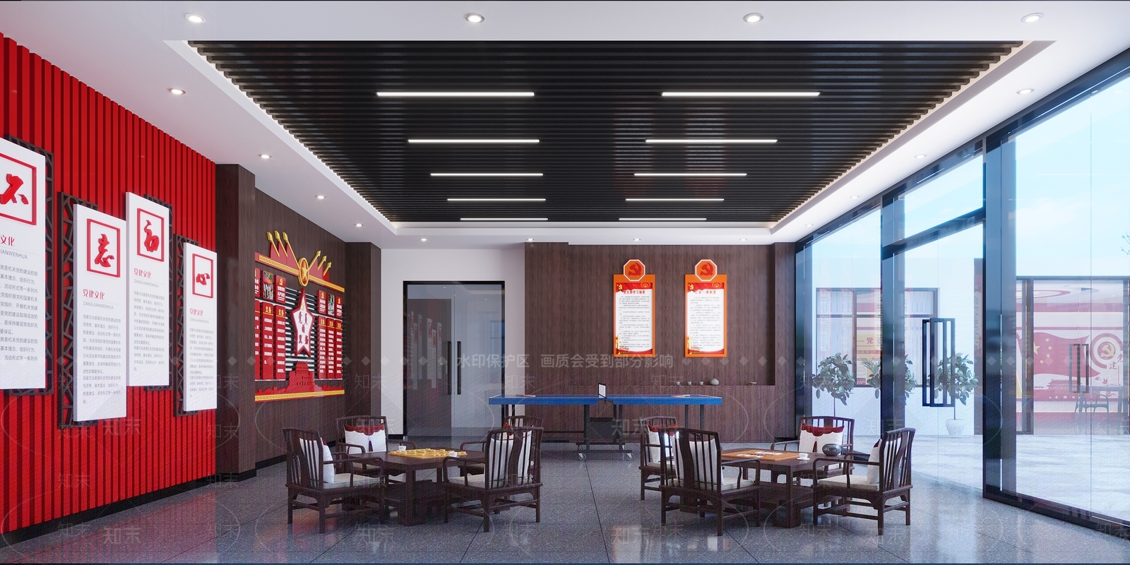 现代党建活动室3D模型下载【ID:1132606574】