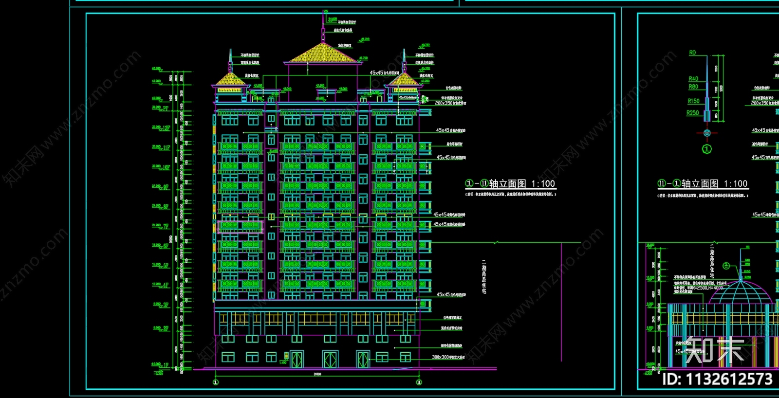 居住建筑平面户型图cad施工图下载【ID:1132612573】