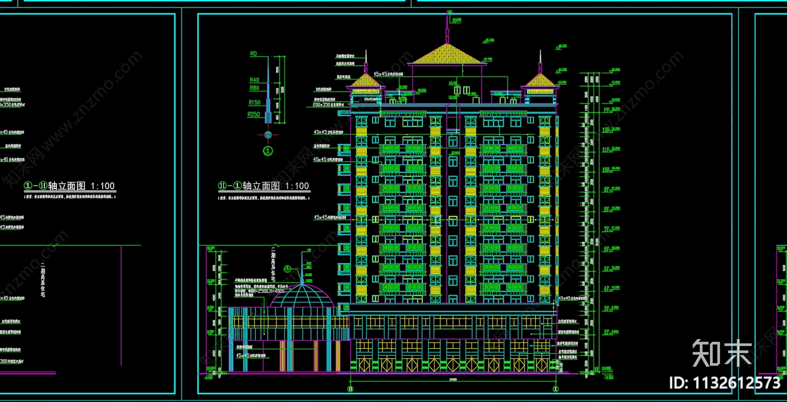 居住建筑平面户型图cad施工图下载【ID:1132612573】