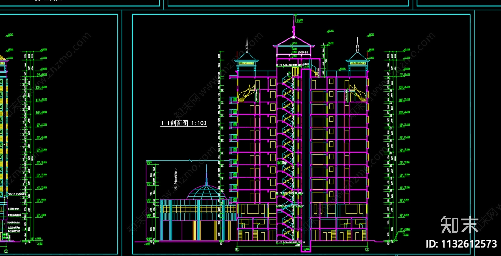 居住建筑平面户型图cad施工图下载【ID:1132612573】