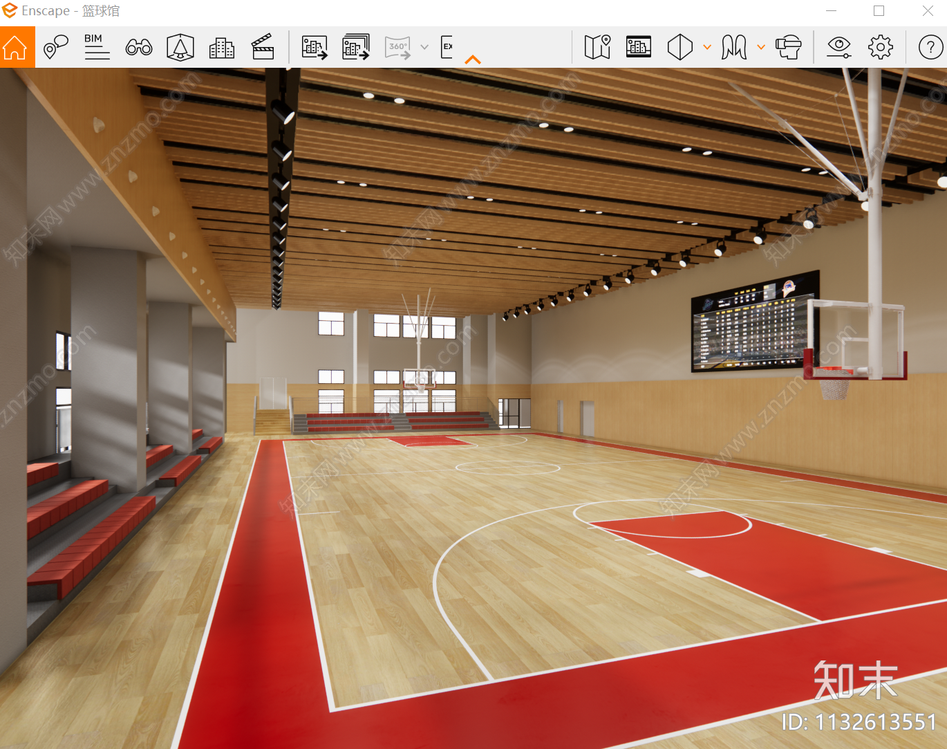 现代篮球场SU模型下载【ID:1132613551】