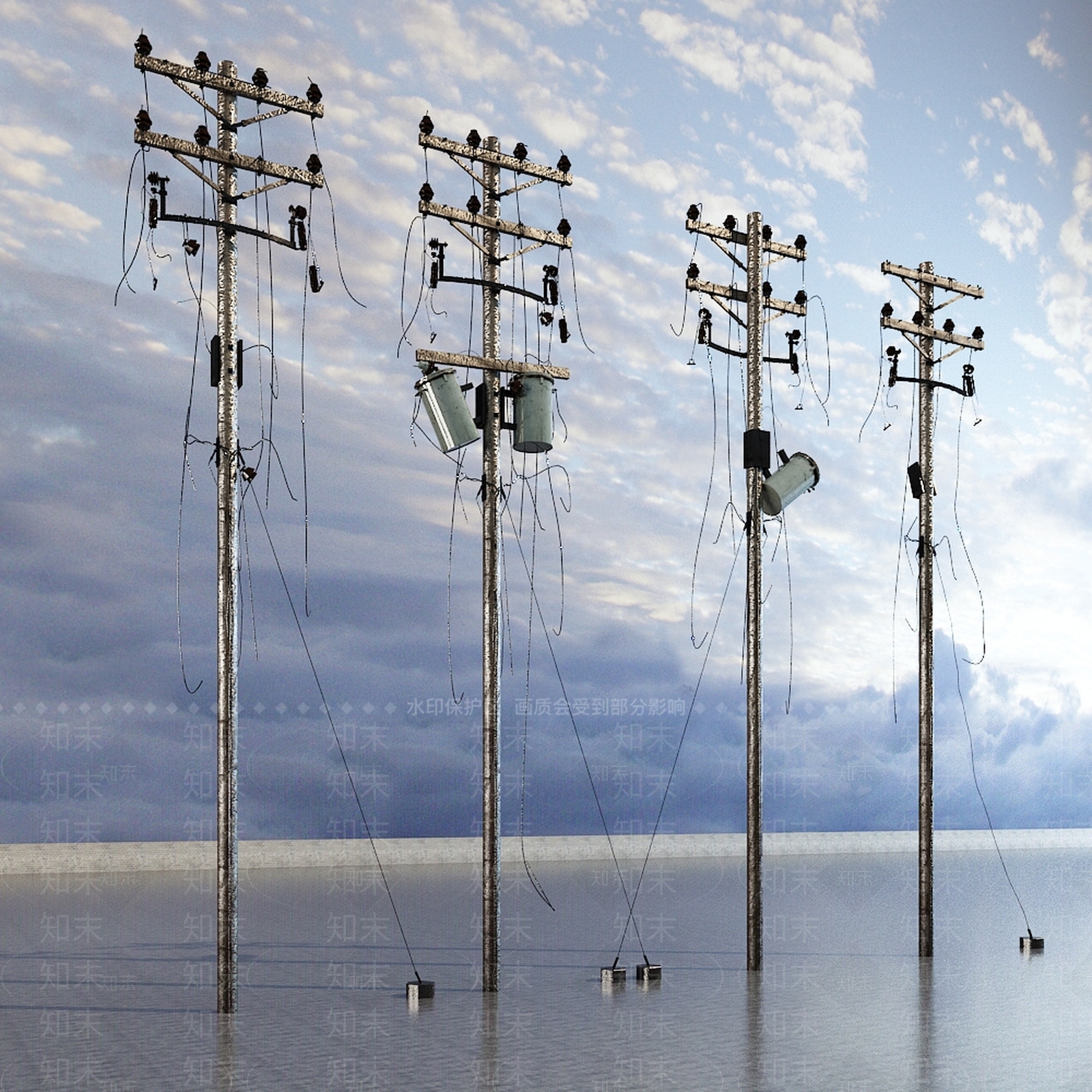 现代电线杆3D模型下载【ID:1132617714】