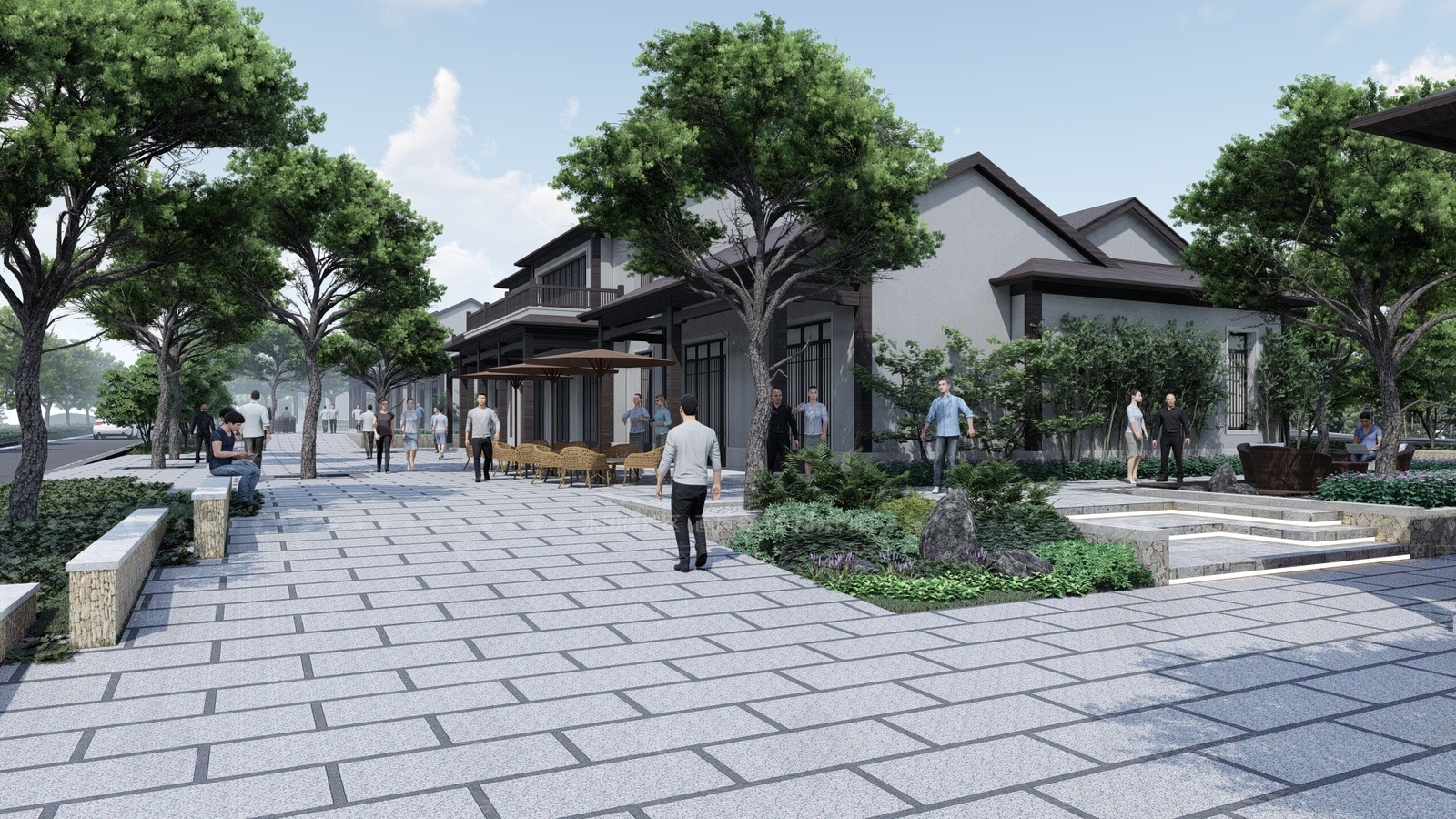 日式商业景观SU模型下载【ID:1132620245】