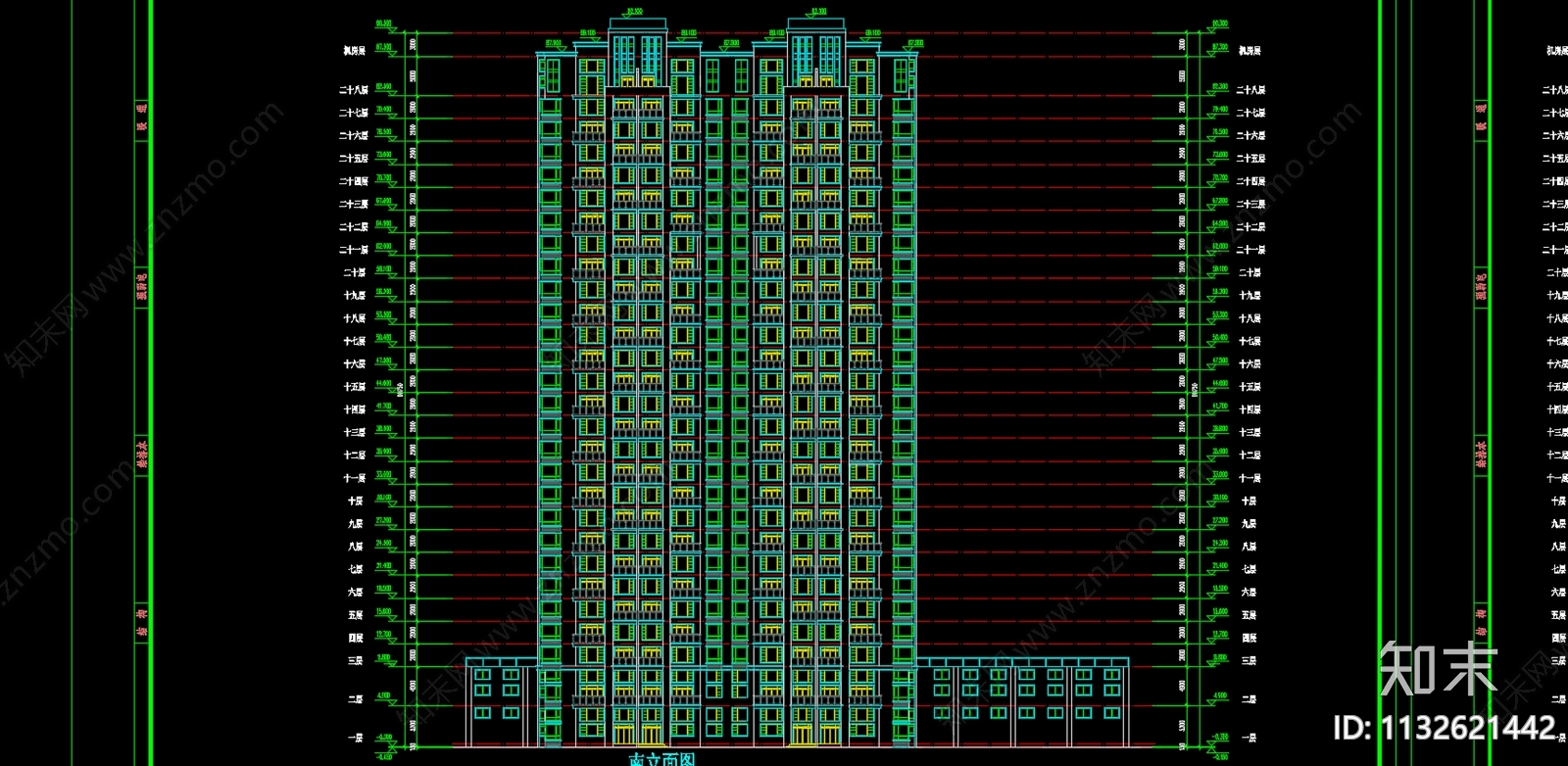 住宅区建筑cad施工图下载【ID:1132621442】