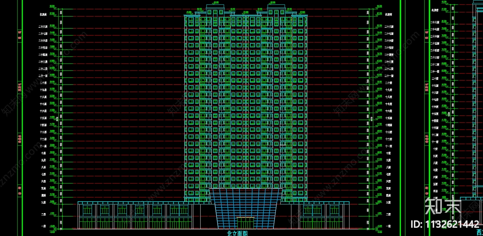 住宅区建筑cad施工图下载【ID:1132621442】