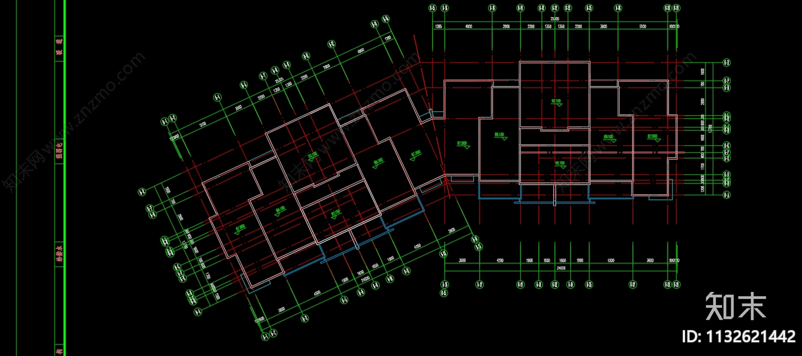 住宅区建筑cad施工图下载【ID:1132621442】