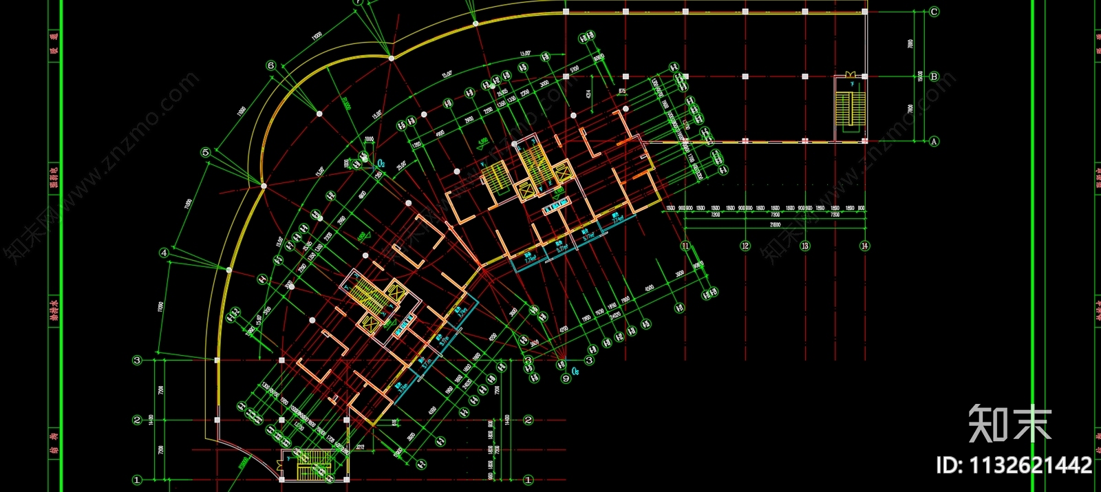 住宅区建筑cad施工图下载【ID:1132621442】