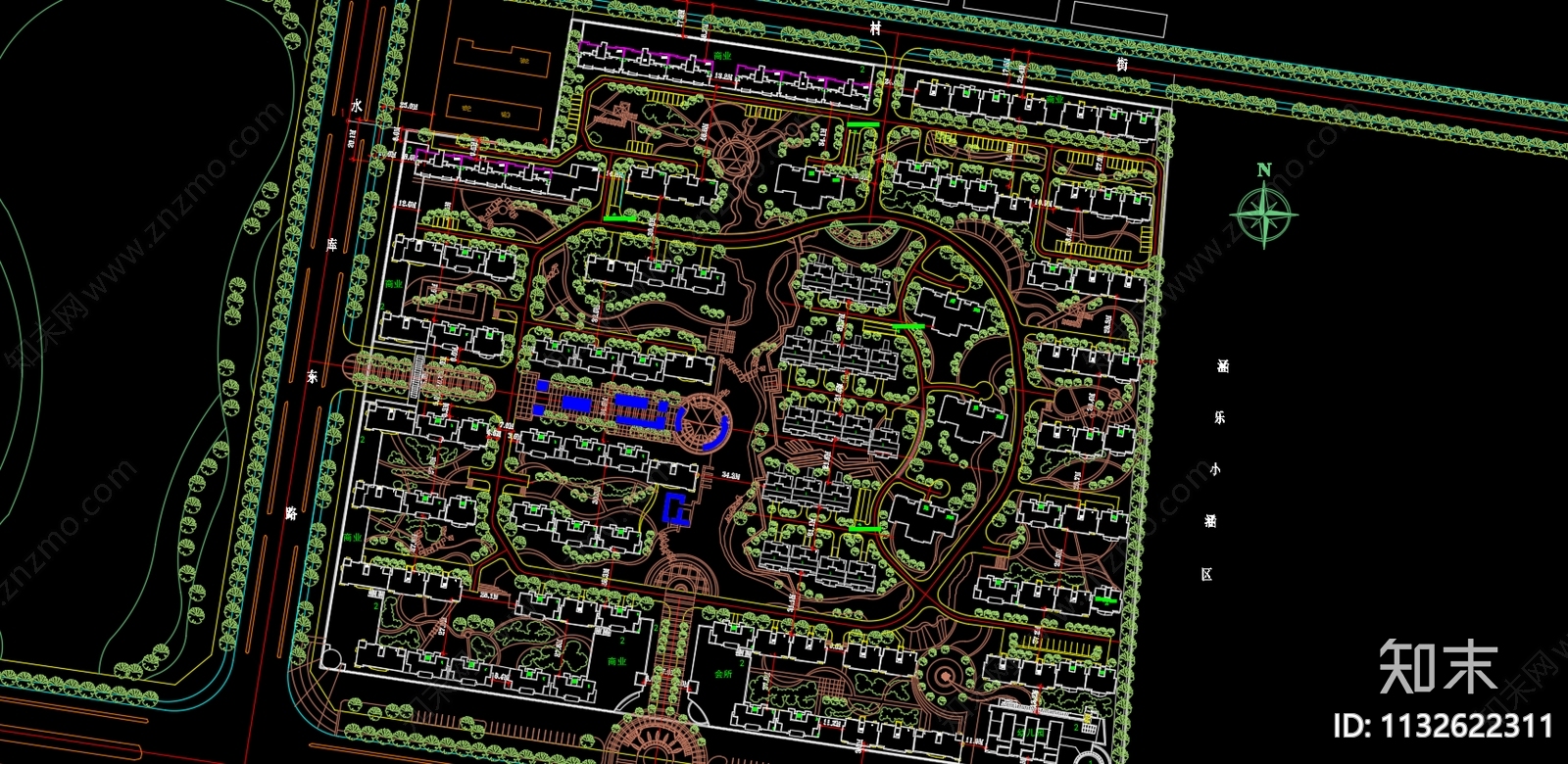 小区种植绿化规划平面图施工图下载【ID:1132622311】