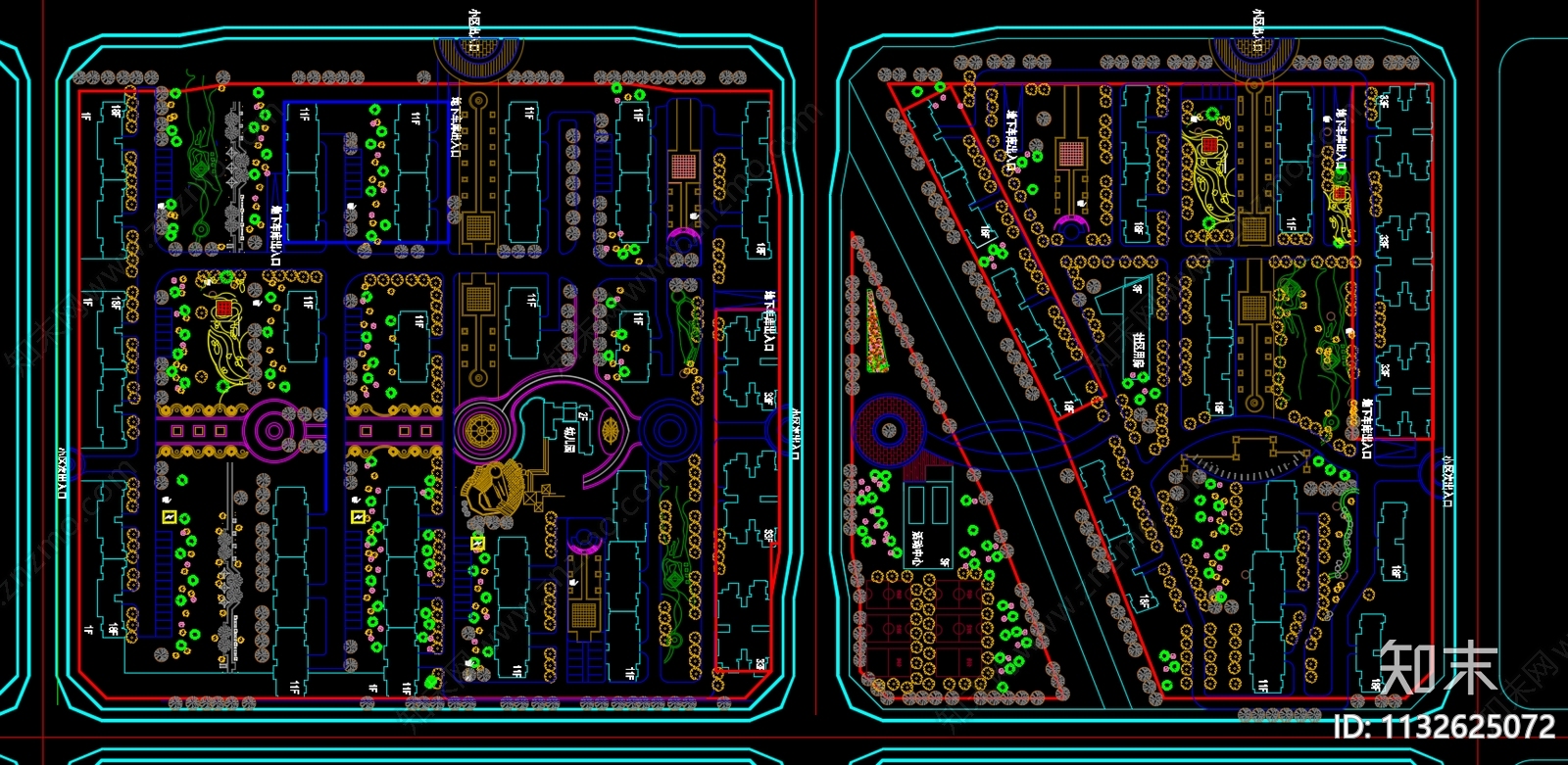 小区种植绿化规划平面图施工图下载【ID:1132625072】