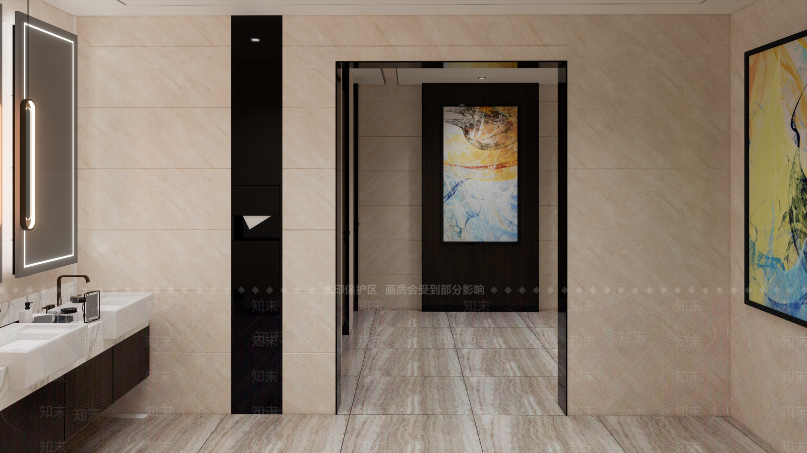 现代公共卫生间SU模型下载【ID:1132625721】