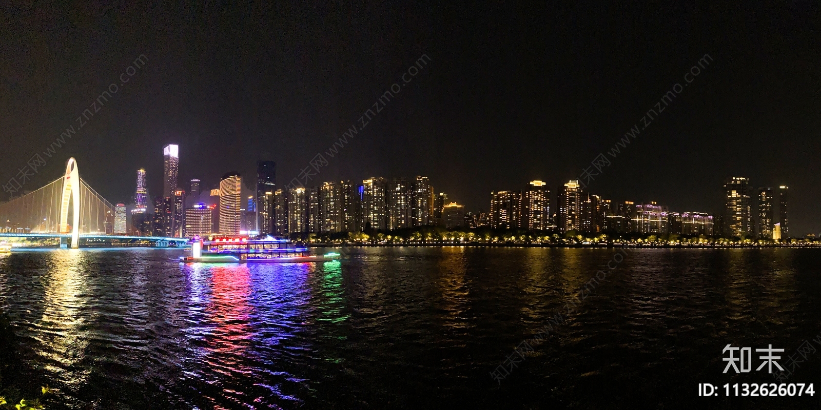 广州珠江新城城市滨江滨水夜景天际线全景HDR贴图下载【ID:1132626074】