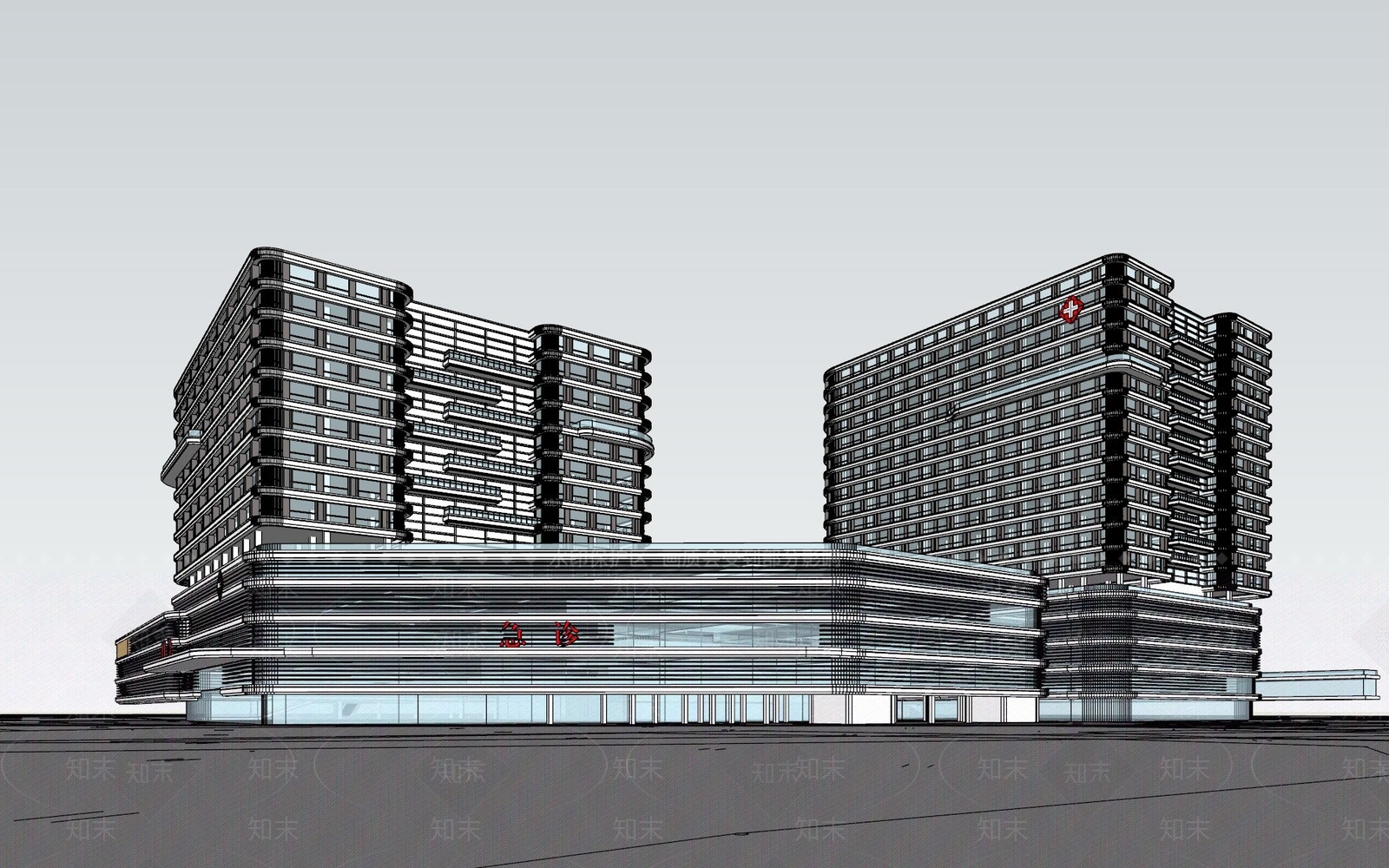 现代医疗建筑SU模型下载【ID:1132625871】