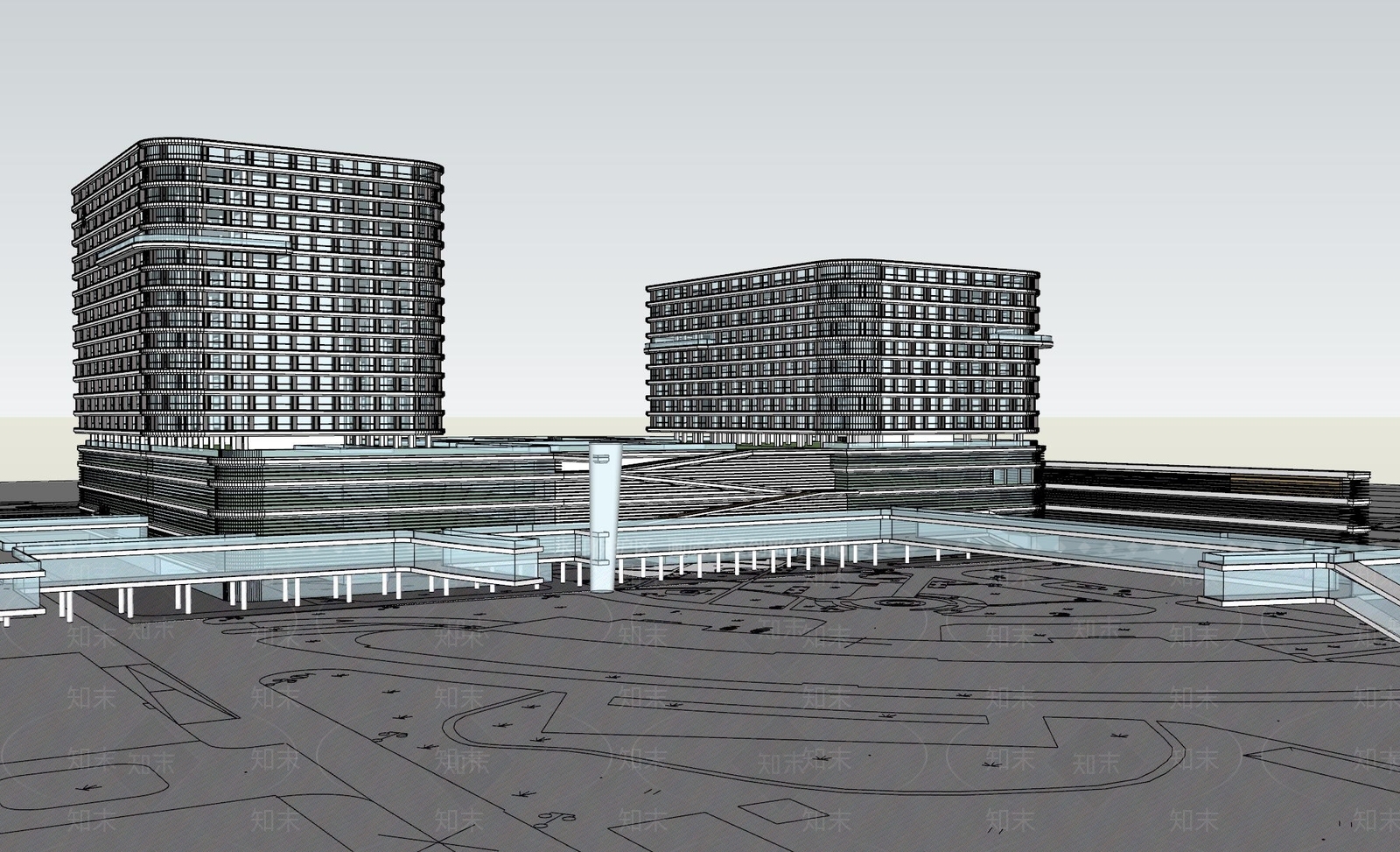 现代医疗建筑SU模型下载【ID:1132625871】