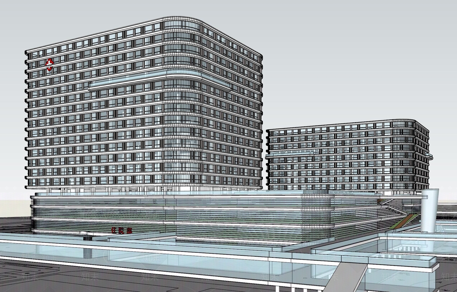 现代医疗建筑SU模型下载【ID:1132625871】