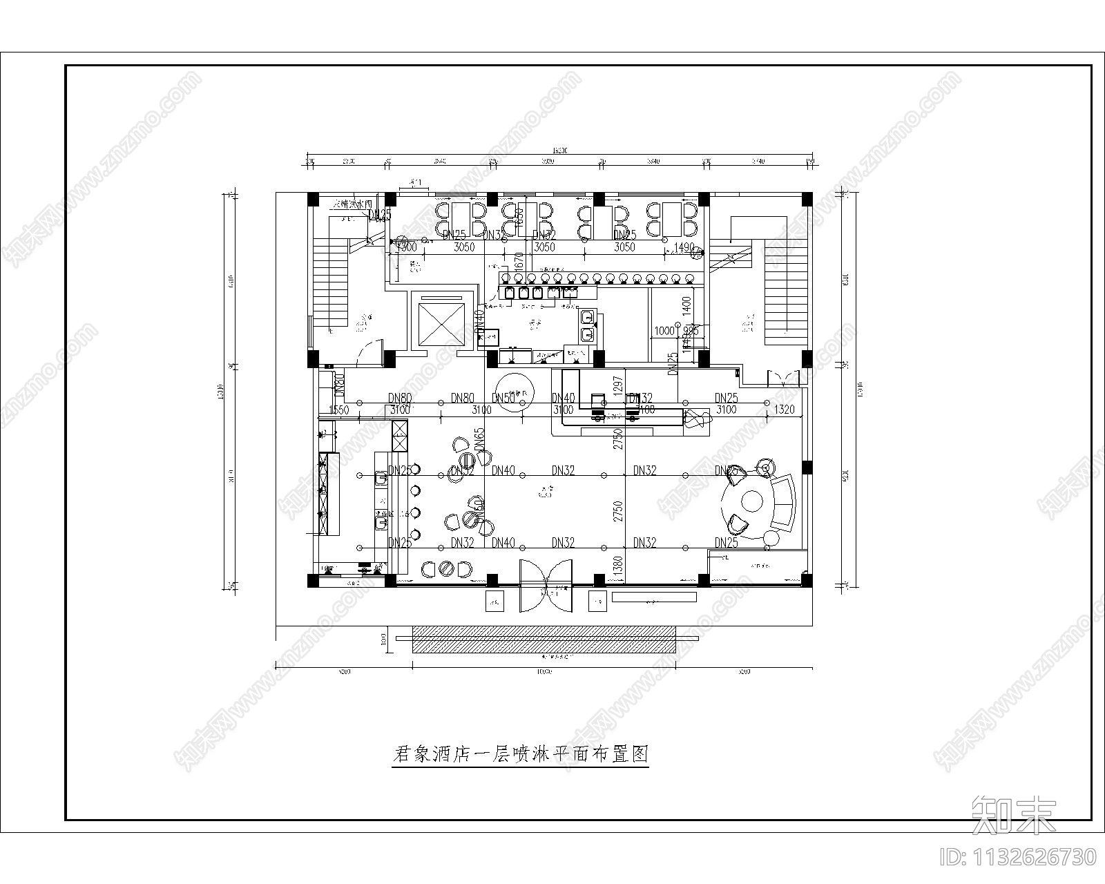 君象酒店建筑消防cad施工图下载【ID:1132626730】