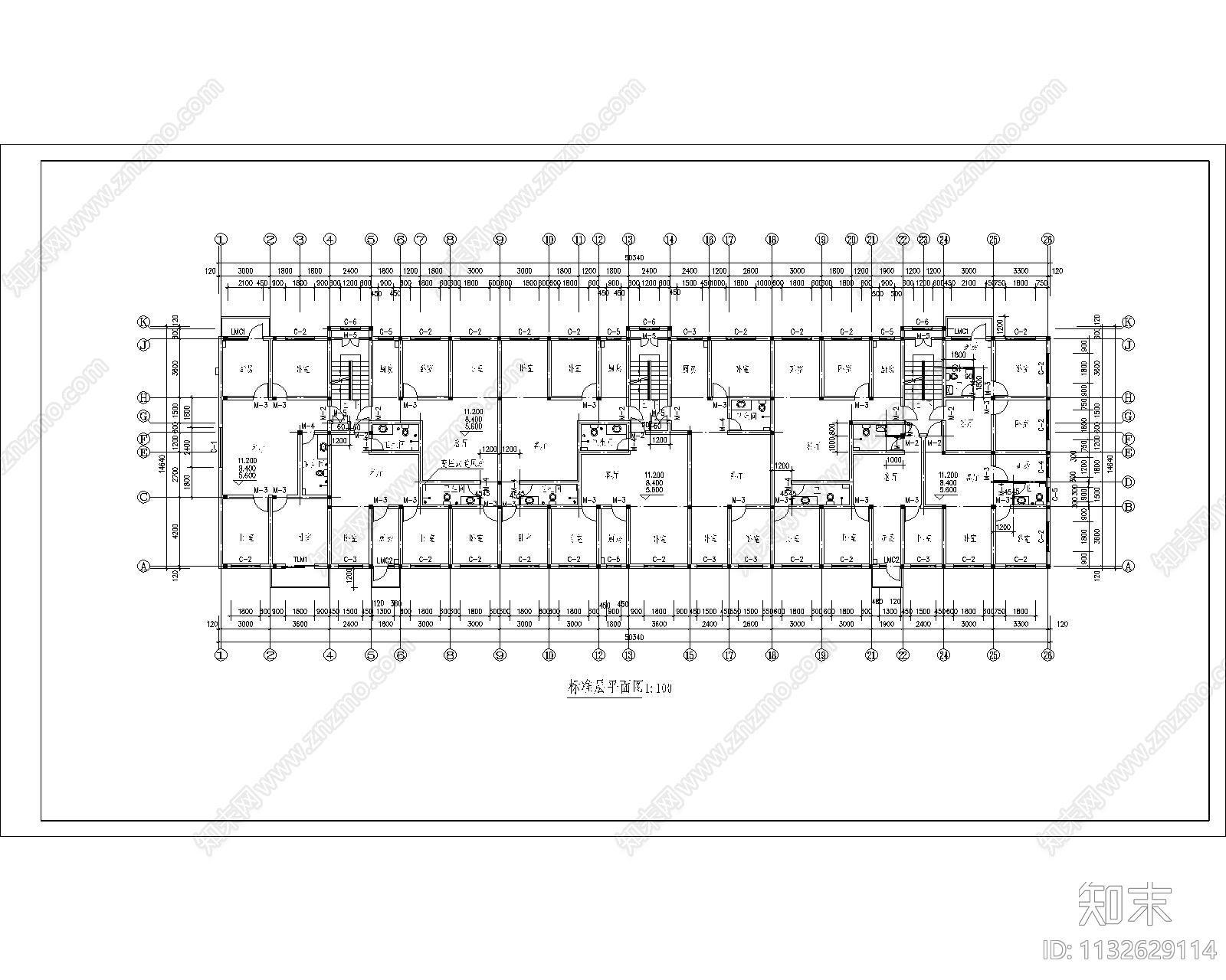 多层住宅平面图施工图下载【ID:1132629114】