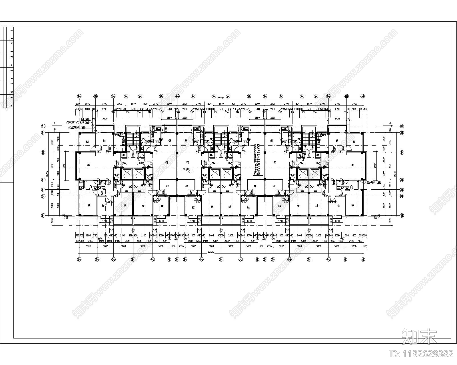 多层住宅建筑平面图施工图下载【ID:1132629382】