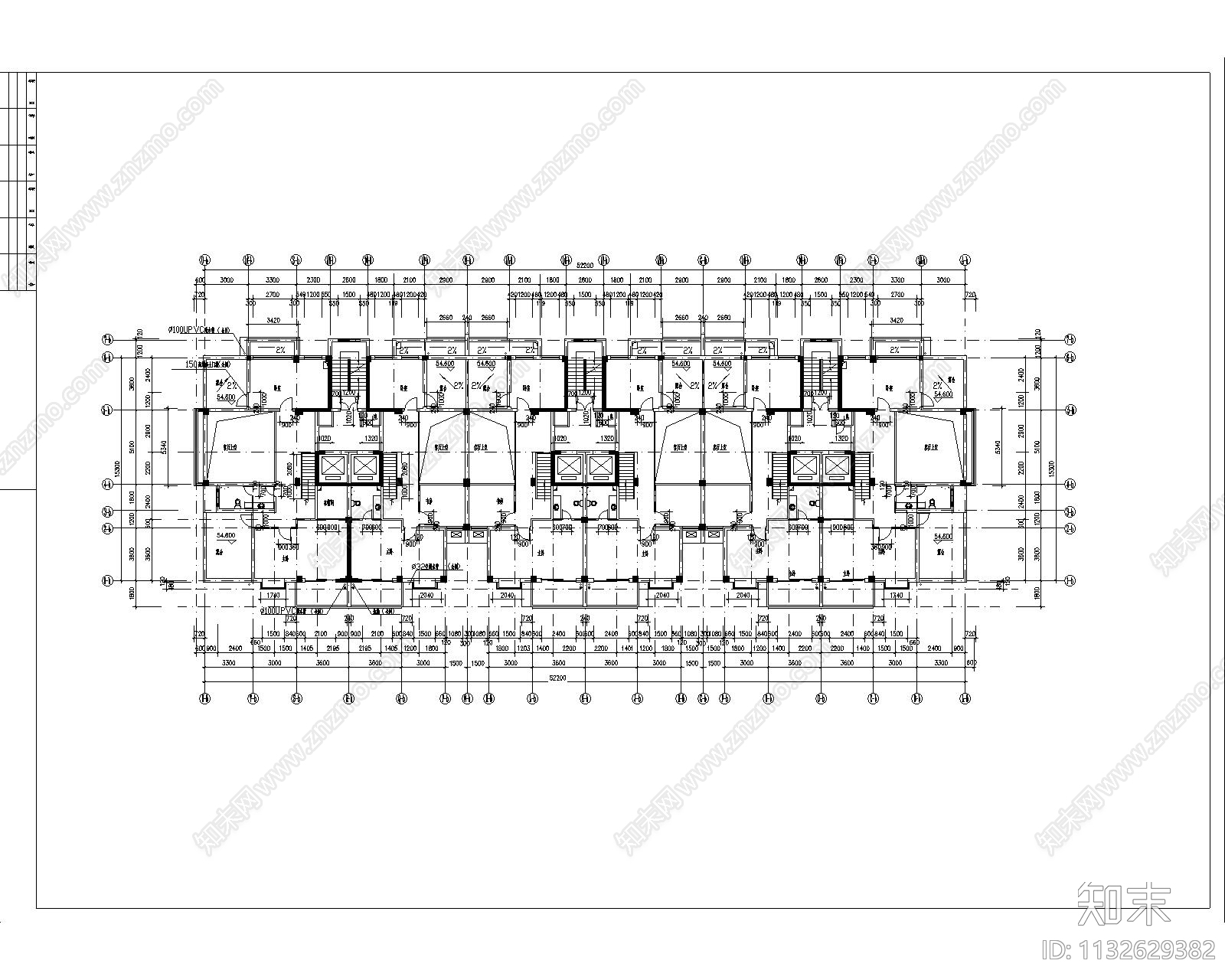 多层住宅建筑平面图施工图下载【ID:1132629382】