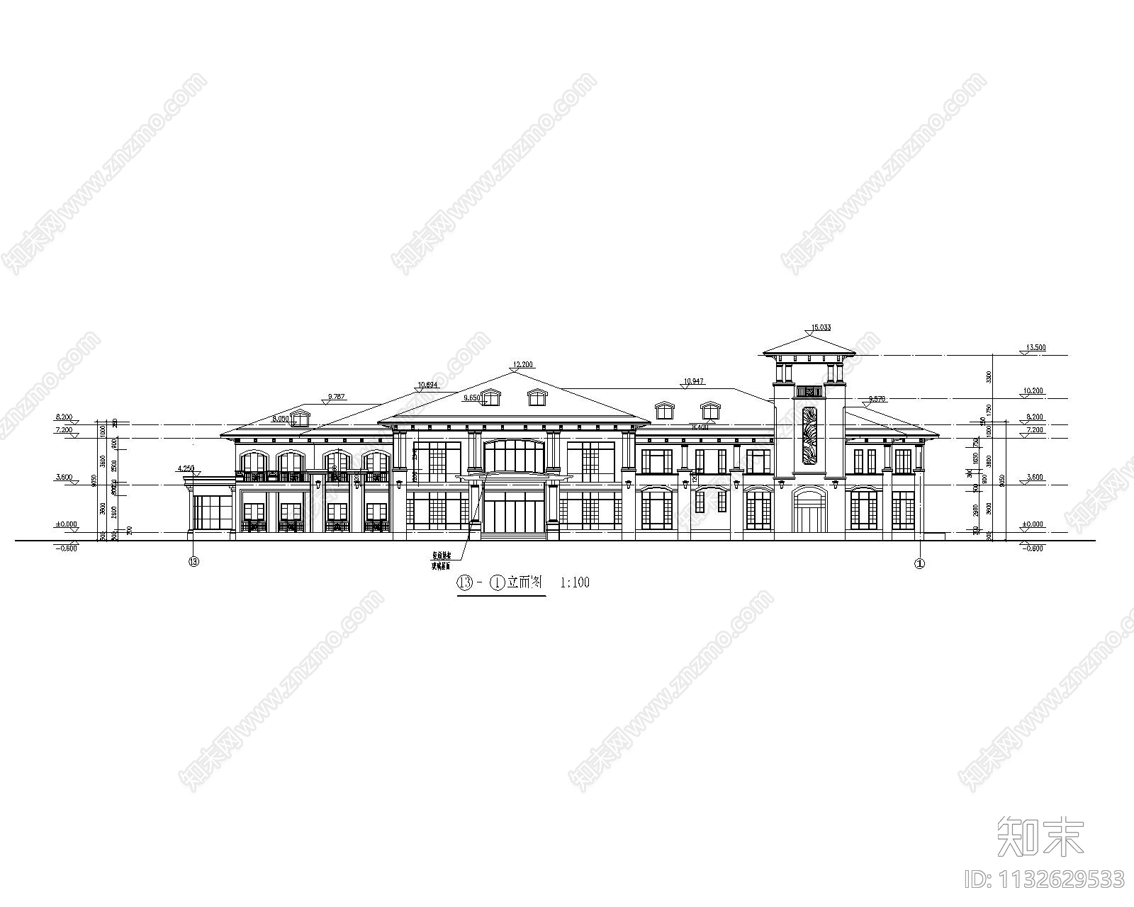 某小区公建会所cad施工图下载【ID:1132629533】