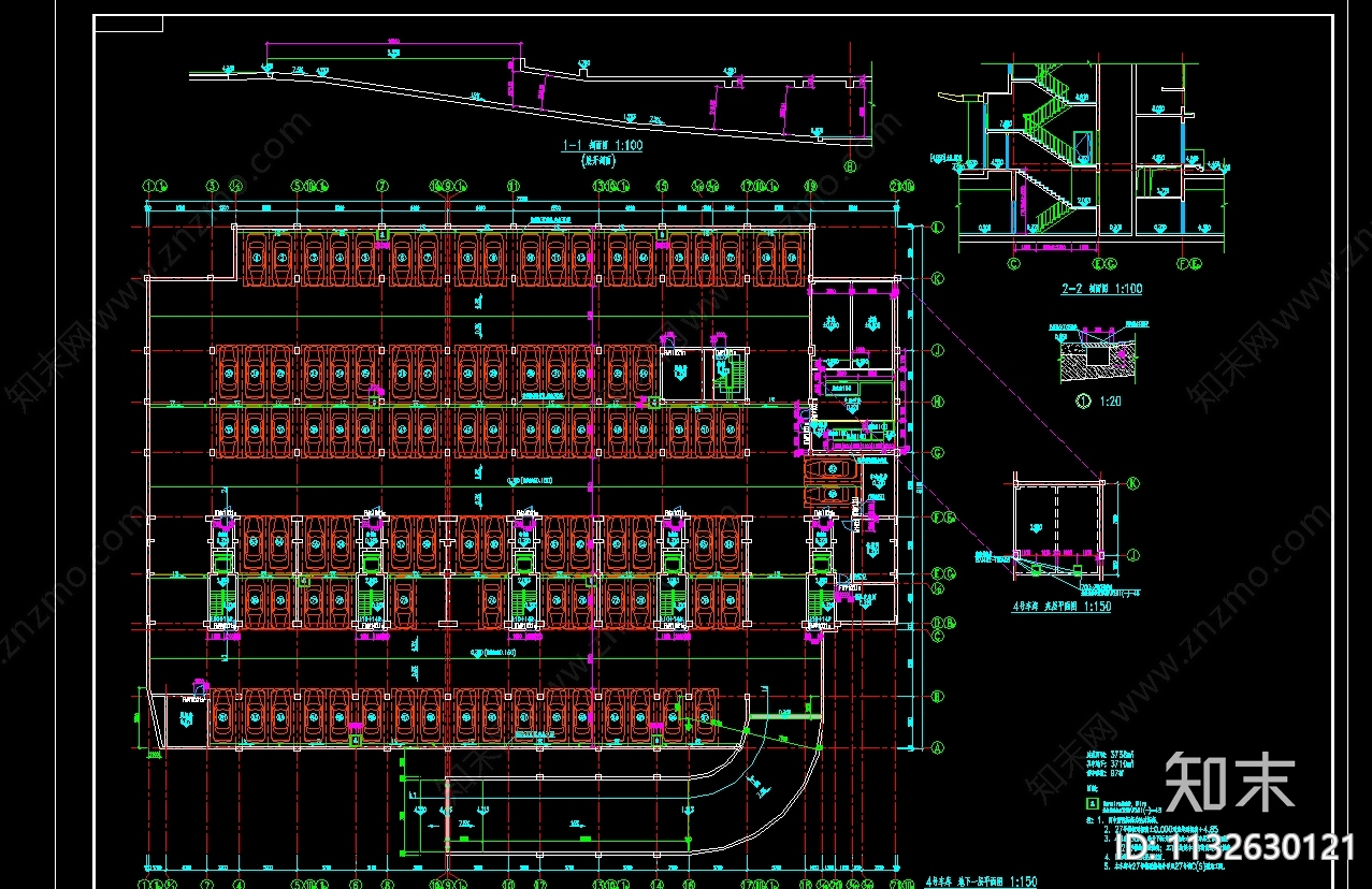 150套各种场所停车场平面图cad施工图下载【ID:1132630121】