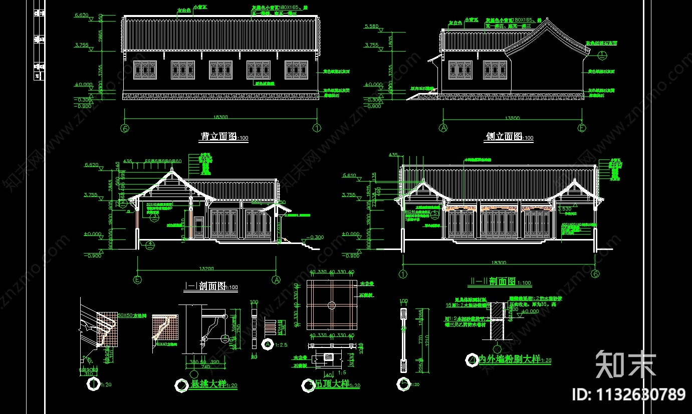 2389个古建亭子园林桥牌坊cad施工图下载【ID:1132630789】