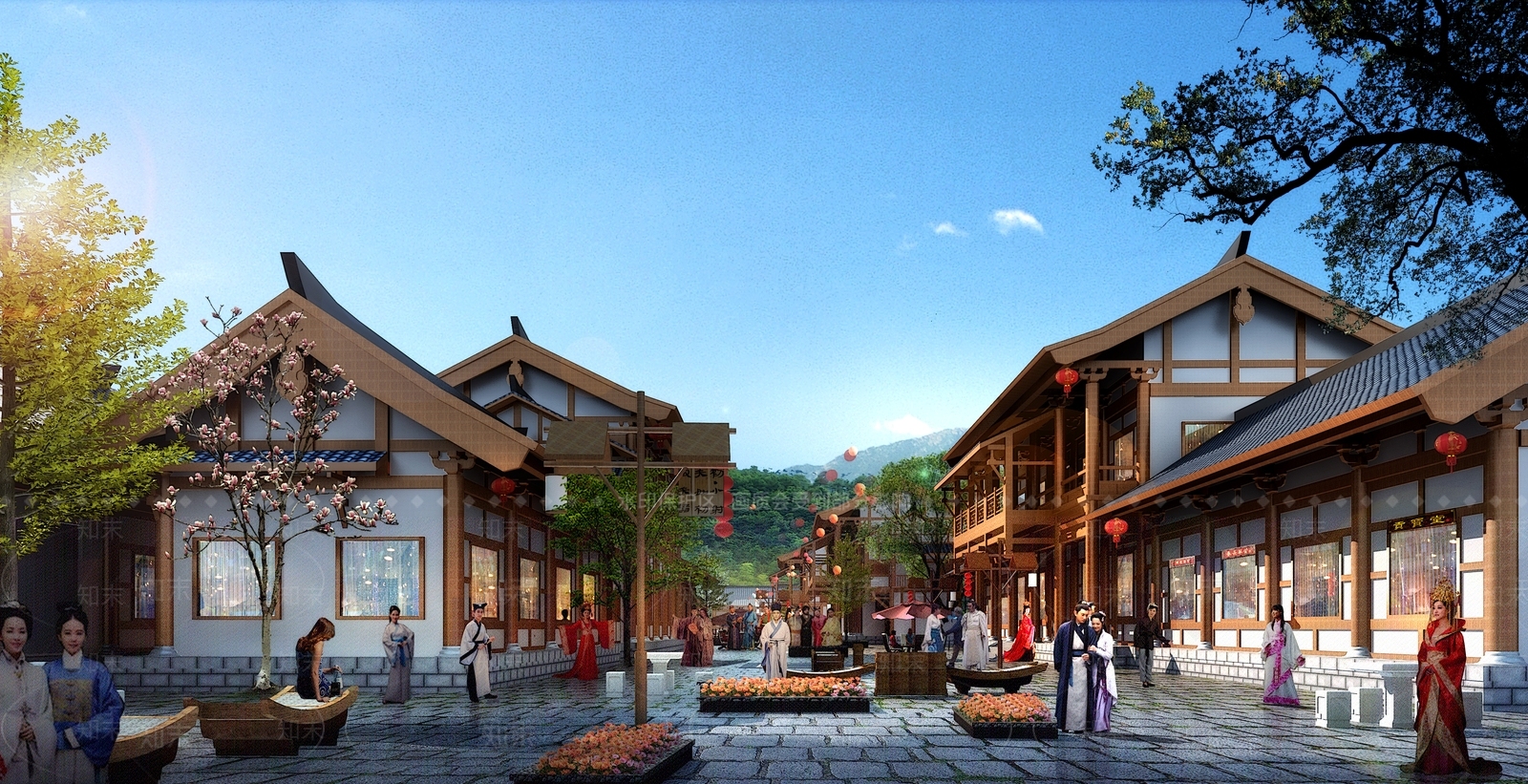 中式古建商业街3D模型下载【ID:1132635994】