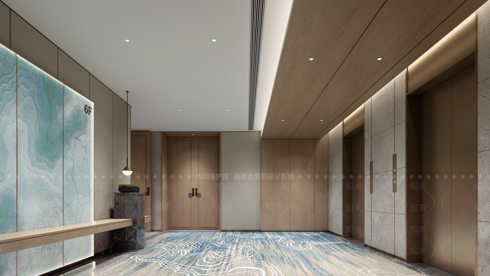 新中式酒店玄关过道SU模型下载【ID:1132638043】