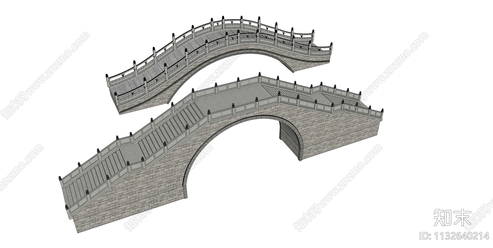 中式石桥SU模型下载【ID:1132640214】