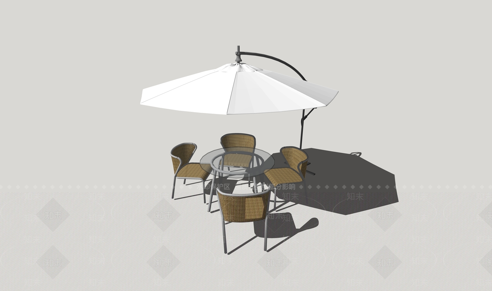 现代户外家具遮阳伞桌椅SU模型下载【ID:1132645564】