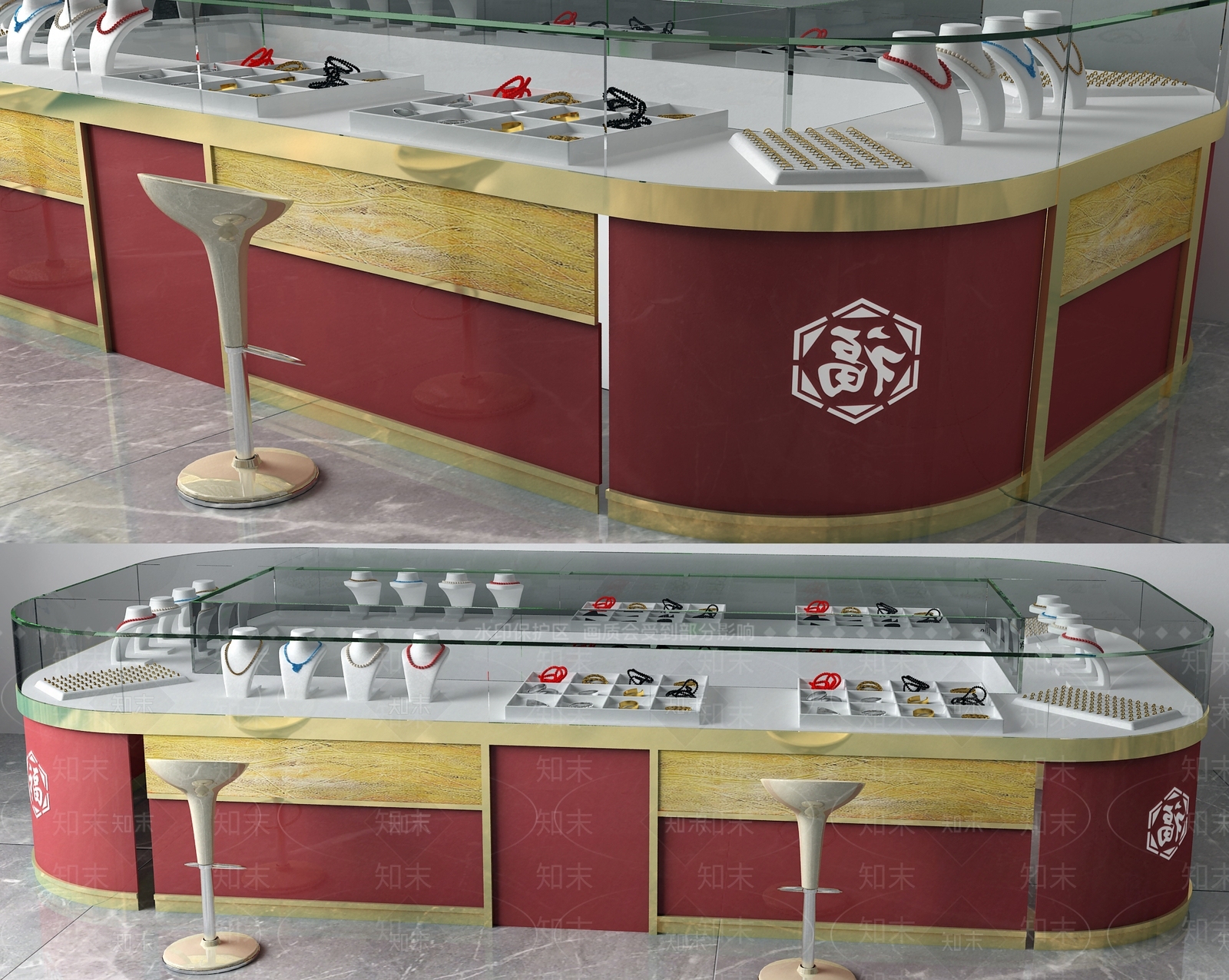 现代珠宝展示柜3D模型下载【ID:1132657535】