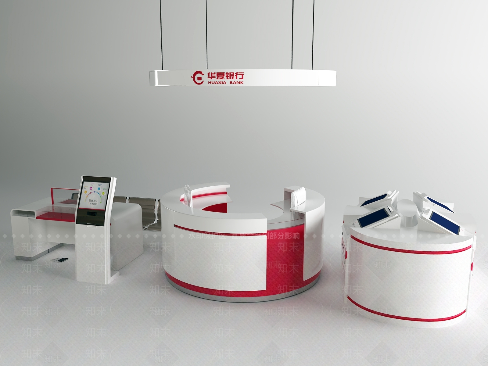 现代银行服务台3D模型下载【ID:1132657563】